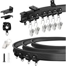 Largeight - Tringle à rideaux pliable pour baie vitrée, rail à rideau flexible à fixation murale au plafond, rails de rideaux et raccords, 3 mètres