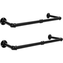 Hoobro - Tringle à vêtement Industriel, Lot de 2, Portant à vêtement, 75,5 cm, Porte Manteaux Amovible, Penderie Murale Rail de Suspension, capacité