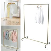 Gojoy - Tringle à vêtements professionnelle en métal - Style industriel - Rétro - Pour homme - En acier galvanisé - Charge lourde - Avec roulettes