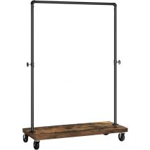 Tringle à vêtements sur roulettes - jusqu'à 90 kg - design industriel - longueur 103 cm