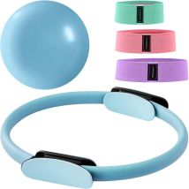 Trintion 14 Zoll Pilates Ring Set Magic Circle Mit Doppelt Gepolsterten Griffen 3 Widerstandsbändern (20/30/45 Lbs) Rutschfestem Miniball 