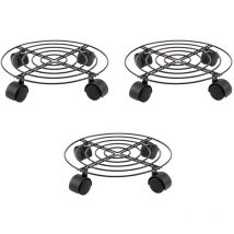 Trintion 3 Pack Plant Caddy with Wheels 27cm Round Metal Potted Trolley Heavy Duty Movable Metal Plant Dolly for Indoor Outdoor Home Garden Tools