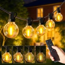 Trintion G40 Außen Lichterkette [ip44 Wasserdicht] Mit Fernbedienung Dimmbare Led Glühbirnenkette Mit Timer-funktion 3 Modi Warmweiß 2700k Für Garten 