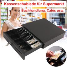 Trintion Kassenlade Elektrisch Kassenschublade Mit 5 Münzfächer 5 Scheinfächer Geldlade Elektrische Und Manuelle Öffnung Geldschublade Geldbox 