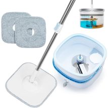 Trintion Wischmopp Set Mit Eimer 2-kammer System Mit Frisch- Und Schmutzwassertrennung Selbstauswringender Bodenwischer Mit 360° Drehkopf 2 Mikrofaser