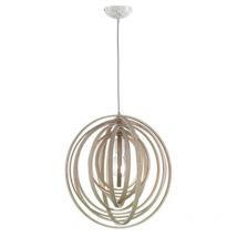 Trio Boolan Authentic Spherical Pendant Ceiling Light Wood coloured