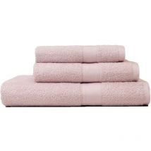 Trio De Serviettes De Différentes Tailles Invité + Visage + Serviette De Bain En Coton Rose Hortensia Teddy