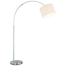 Trio Hotel Young living Arc Floor Lamp Nickel Matt with Footswitch with White Shade