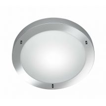 Plafoniera Rotonda Bagno Condus Cromo e Vetro Opale IP44 Trio Lighting