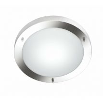 Plafoniera Rotonda Condus Nichel con Vetro Opale IP44 Trio Lighting