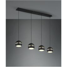 Sospensione Lineare Fletcher 4 Diffusori Sferici Nero Trio Lighting