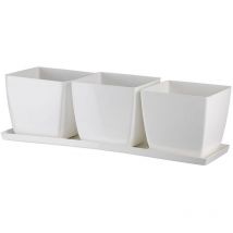 Teraplast - Trio Santiago'' Set , Kunststofftöpfe Für Blumen Und Pflanzen Für Außenbereich Und Garten -weiß