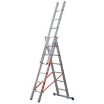 Gierre - Trade Shop - transformable dreifachleiter 3 elemente aus aluminium mit verlängerung oder bockmodul - 3 x 10 Schritte