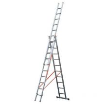 Gierre - Trade Shop - transformable dreifachleiter 3 elemente aus aluminium mit verlängerung oder bockmodul - 3 x 11 Schritte