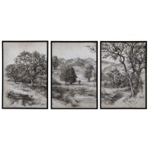 Triptyque Toile De Jouy - Gris - Interior's
