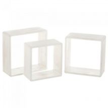 Set 3 Mensole da Parete Moderne Design Cubo Mensola Scaffale in Legno mdf Bianco