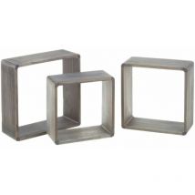 Set 3 Mensole da Parete Moderne Design Cubo Mensola Scaffale in Legno mdf Grigio