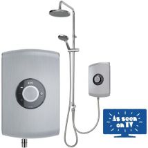 Triton Amore DuElec Brushed Steel 9.5kW Electric Shower LCD Display Dual Head