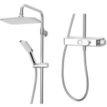 Triton - Chrome Thermostatic Bar Mixer Shower Push Button Start + Stylish Shelf