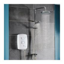 Triton T80Z Fast Fit DuElec White 9.5kW Electric Shower + Dual Rainshower Head