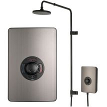 Triton - UniQ Aspirante Pewter Effect Black Electric Shower 9.5kW Rainshower Head