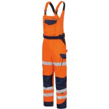 Herren Warnschutz-Kontrast-Latzhose VWTC115 Gr. 58 orange/marine - Vizwell