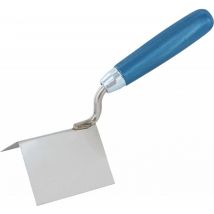 Truelle d'angle extérieur en inox - col droit - manche bois