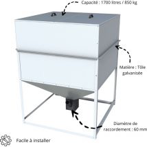 Klimosz - Trémie granulés de 1700 litres / 850 kg en tôle galvanisé