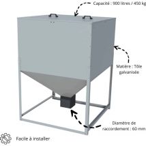 Klimosz - Trémie granulés de 900 litres / 450 kg en tôle galvanisé