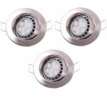Spots encastrés, rond, set d'éclairage encastré, plafonniers, lampes encastrées, orientables, métal fer brossé, led 8W 430Lm, d 8,3 cm, lot de 3