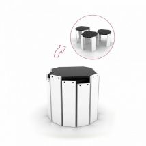 Defibrico - Trois tables pliantes en blanc, noir, plateau polyvalent