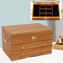 Troisième étage Boîte à Bijoux Avec Miroir Boîte à bijoux en bois 29x19x17cm