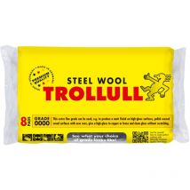 TROLLULL Lana d'acciaio Filo di lana extra-fine 0000 lucida superfici cerate legno, rame, ottone e opache, pulisce il vetro, 8 tamponi 200g