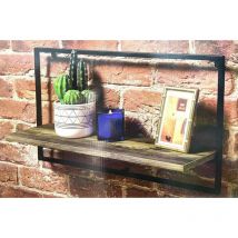 Dylex - Tromso New 1 Wide Black Metal Frame with Wooden Shelf Floating Wall Home Decor