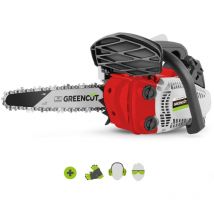 Green Cut - Tronçonneuse moteur à essence 2 temps 25cc 1.4cv, épée 10 pouces, nombre de dents 42, guidon ergonomique, harnais d'épaule - Greencut