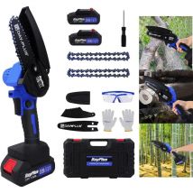 Dayplus - Tronçonneuse à batterie Mini tronçonneuse 4 pouces tronçonneuse manuelle avec 2 accessoires de batterie