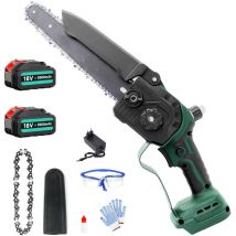 Tronçonneuse à batterie,Tronçonneuse électrique sans fil de 20,3 cm 8', mini coupe-bois portable, scie à chaîne puissante 2 chaînes+ batterie 2x