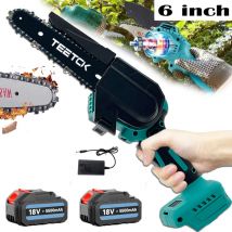 Tronçonneuse à batterie,Tronçonneuse électrique sans fil de 6 ', Mini scie à bois portative, tronçonneuse puissante,Compatible avec la batterie