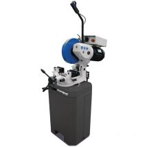 Tronçonneuse métal acier 2 vitesses 1,1/2,2 kW 400 v lame circulaire ø350 mm 36/72 tr/min avec pompe et socle Metallkraft MKS350E