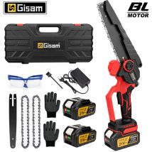 Gisam - Tronçonneuse portative de 8 pouces 2X3.0Ah 21v batteries installation sans outil autolubrifiante pour le jardinage, la cour, la ferme