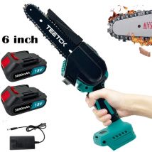 Teetok - Tronçonneuse thermique, tronçonneuses de jardin sans froid de 15,2 cm + 2 batteries 5.5A + chargeur avec chaînes de scie remplacement