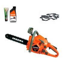 Sakawa - Tronçonneuse à essence 38cc 16' + Kit huile de lubrification de chaîne + Chaînes