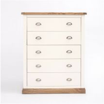 Cabinet Bits - Tropea 5 Drawer Chest of Drawers Chrome Cup Handle - Off-White