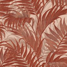 Design Id - Tropical Palm Leaf Orange Wallpaper Textured Paste The Wall Vinyl