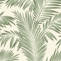 Arthouse - Tropical Palm Tree White Green Wallpaper Leaves Leaf Luxury Weight