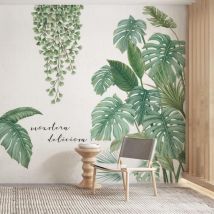 Mezheng - Tropicaux Plante Feuille Palmier Autocollants, Stickers Feuillage, Sticker Mural Feuilles de Vigne, Sticker Mural Plante Tropicale,