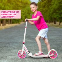 Trottinette Enfant Pliable avec 2 Roues Clignotantes&Guidon Réglable Trottinette Freestyle avec Plateforme Antidérapante Charge 110kg Rose CW1630