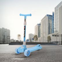 Skecten - Trottinette Pliable pour Enfant de 2 à 8 Ans, Trottinette Enfant 3 Roues Débutante avec Roues Lumineuses, Hauteur Réglable, Bleu
