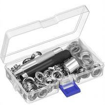 Trousse à Œillets Métalliques - Ensemble de 100 Œillets de 12mm pour Réparation de Toiles, Bâches, Tentes (Argent)