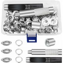 Gabrielle - Trousse à œillets Outils 12mm Metal Ensembles Oeillets 100 Set Kit de Grommets Eyelets Kit pour Toile Bâche Tente de Réparation